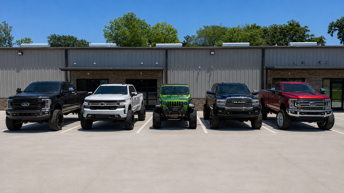 Lift Pro Customs truck shop on TX-75 in Willis, Texas
